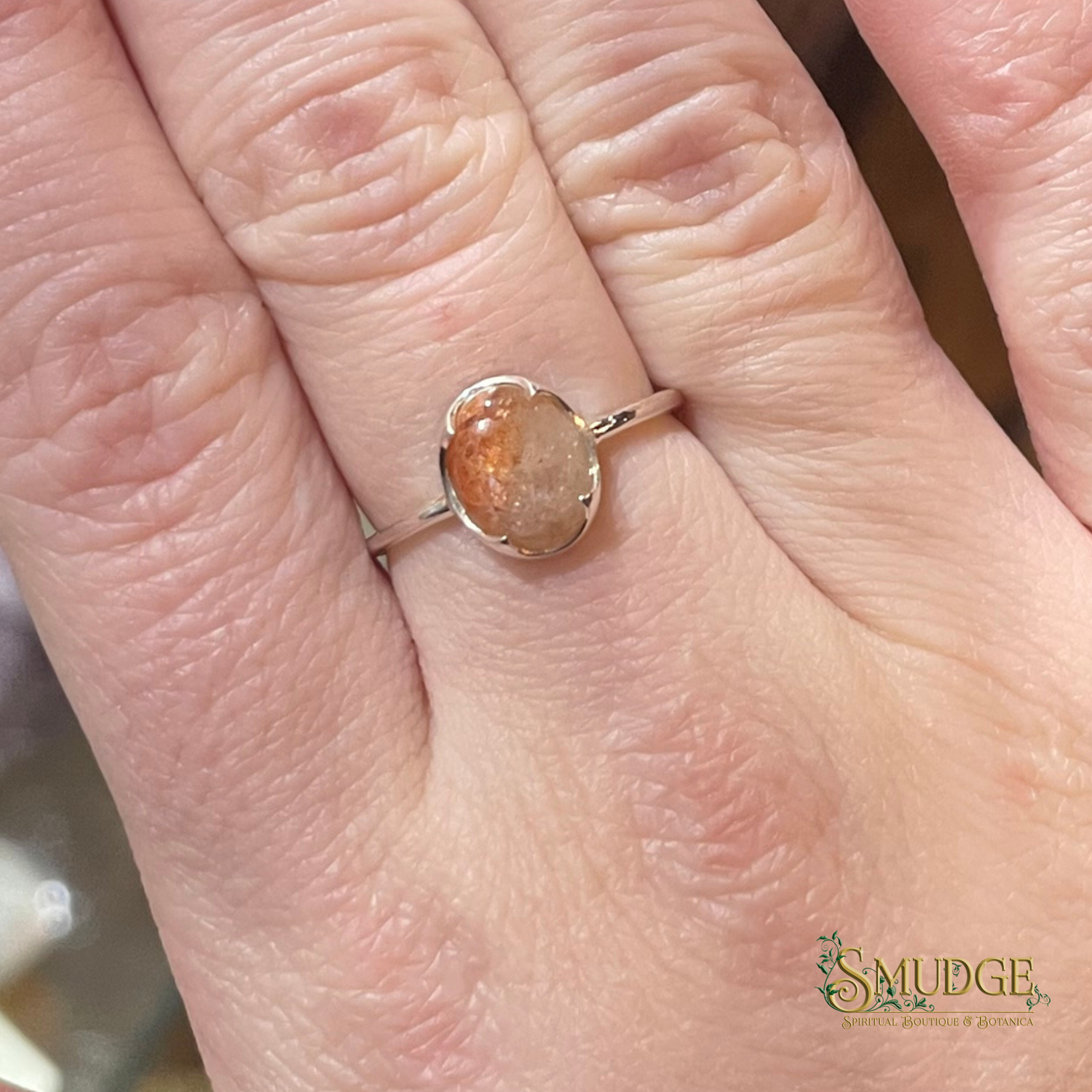 Sunstone Ring 925 Silver (size 7)