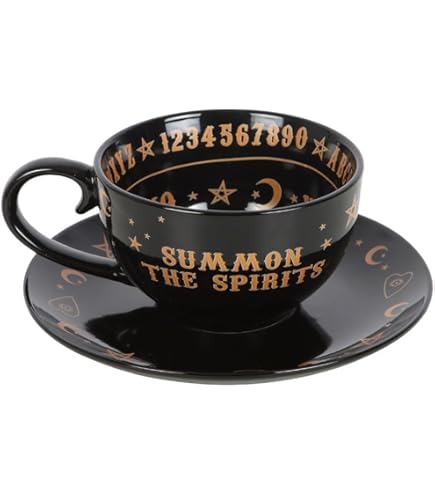 Black and Gold Talking Board Teacup and Plate Tea Reading