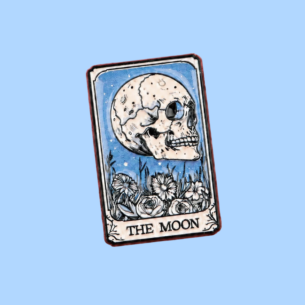 The Moon Tarot Enamel Pin - Skull