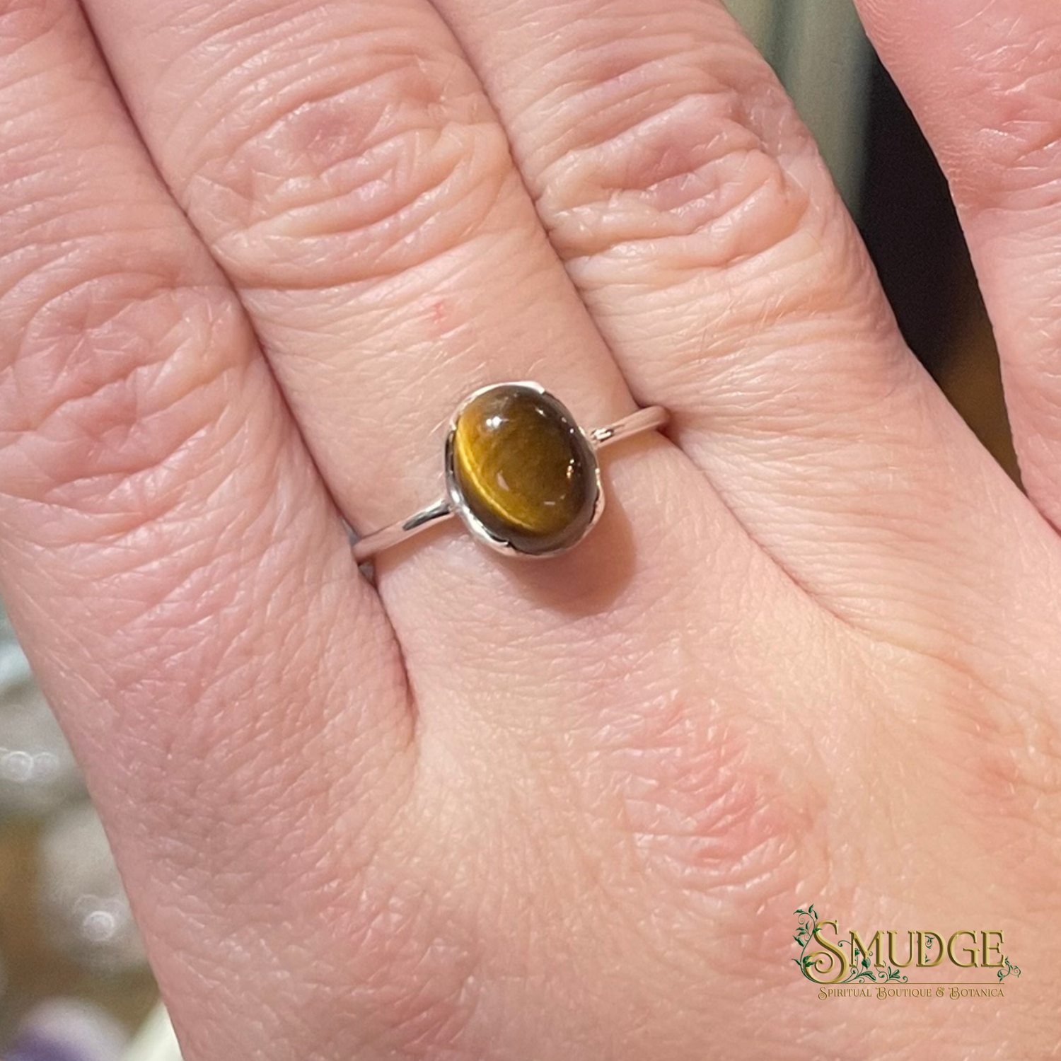 Tiger's Eye 925 Silver Ring (size 7)