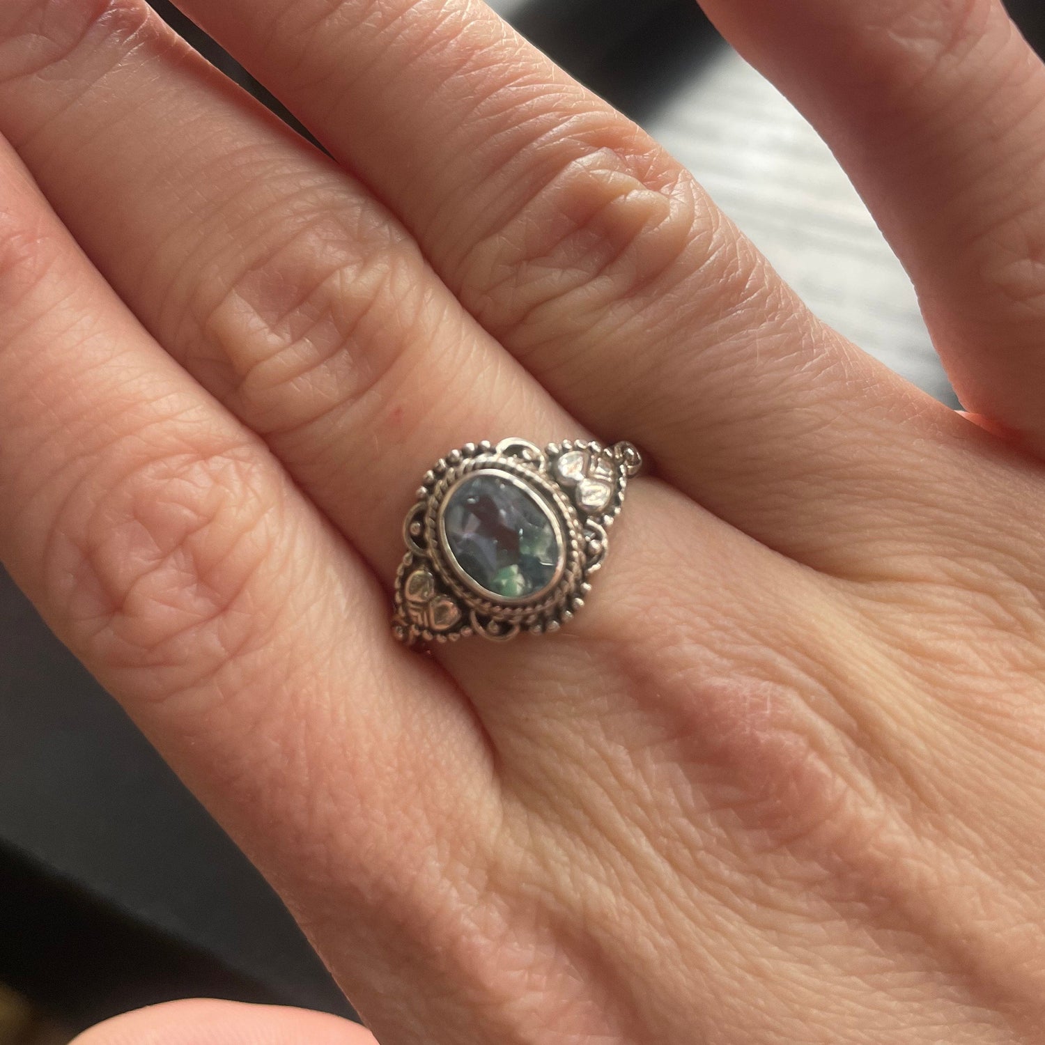 Intricate Blue Topaz 925 Silver Rings