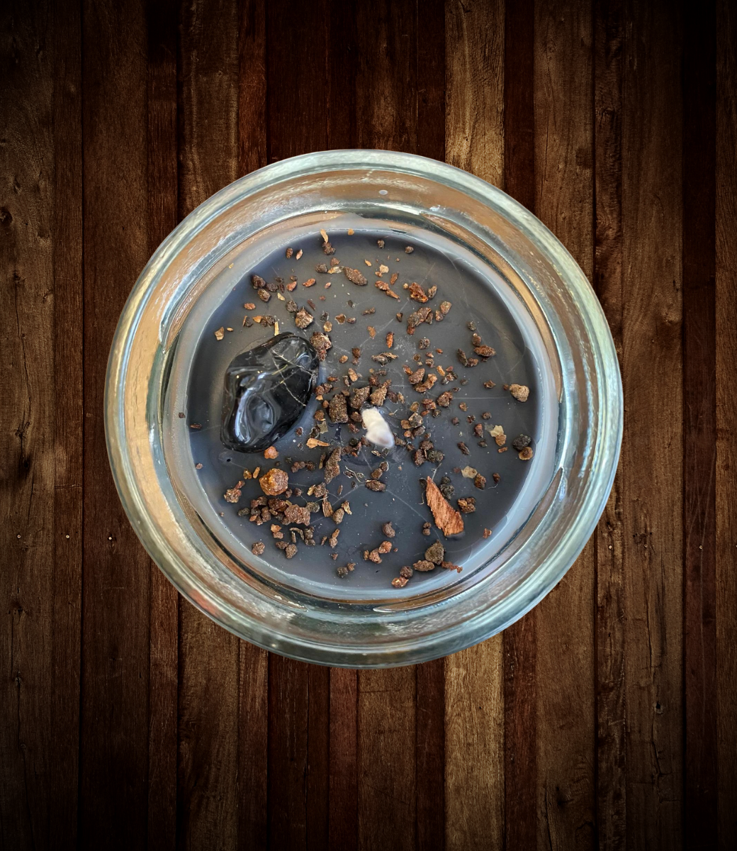 Black Tourmaline Crystal Spell Candle