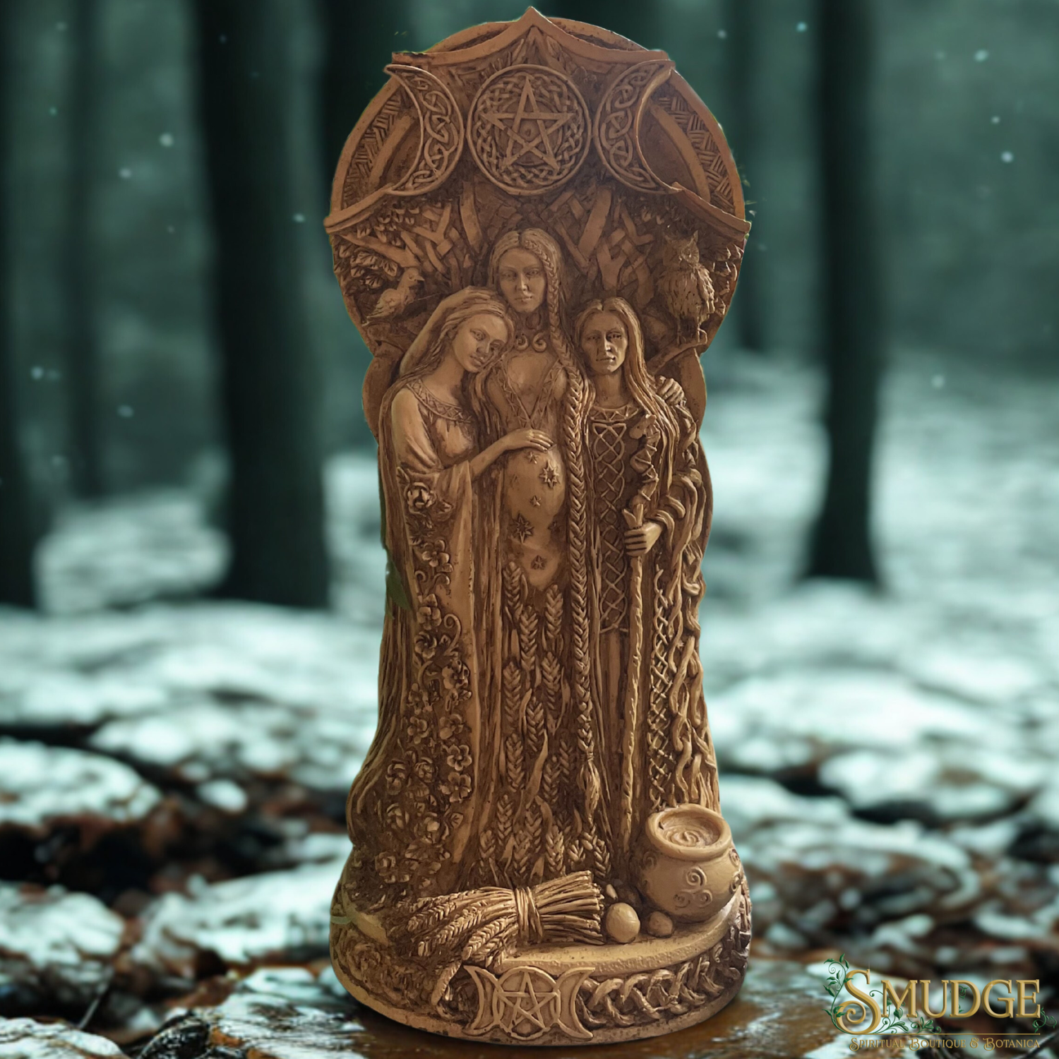 Wooden Triple Goddess Statue
