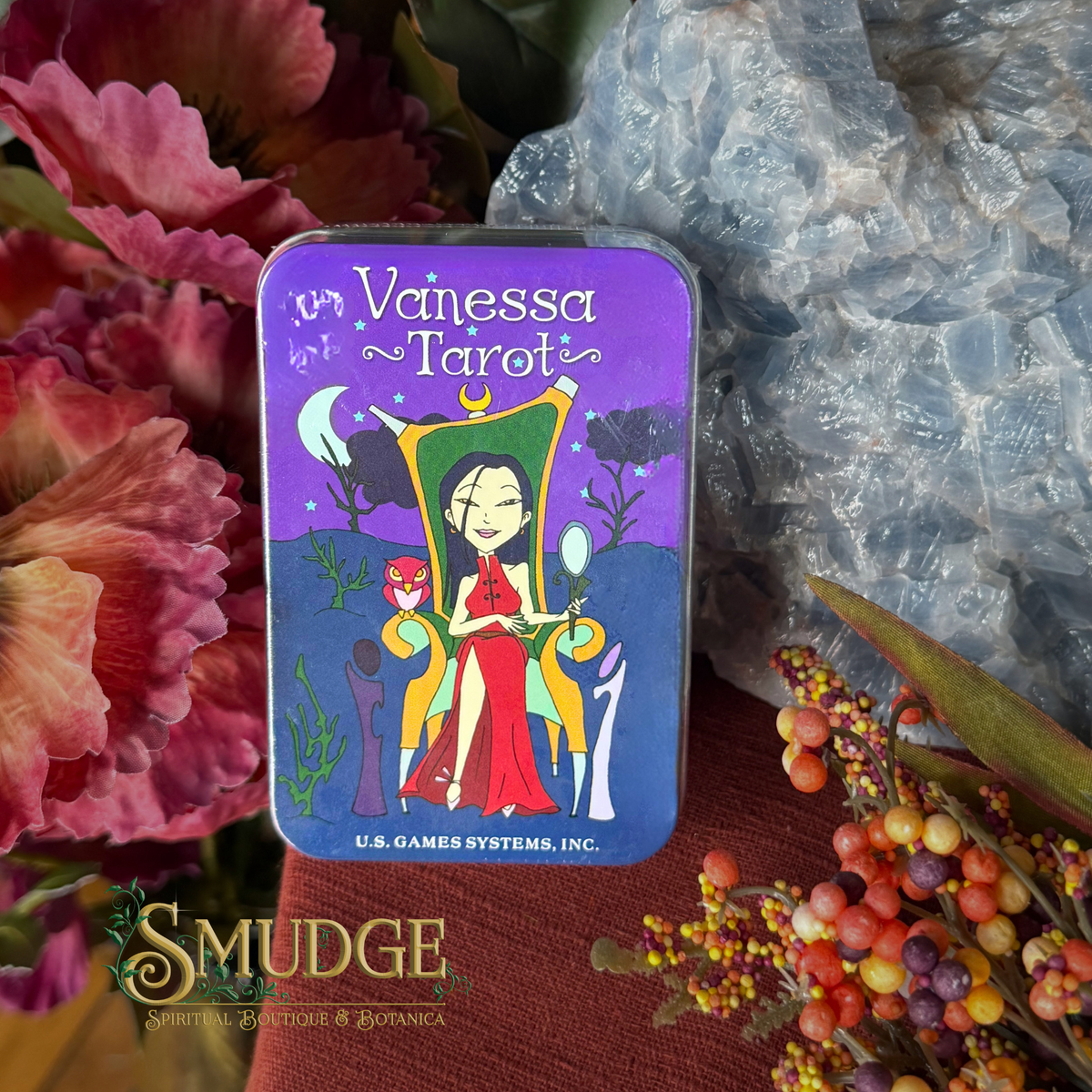 A boxed tarot card deck labeled 'Vanessa Tarot' by U.S.