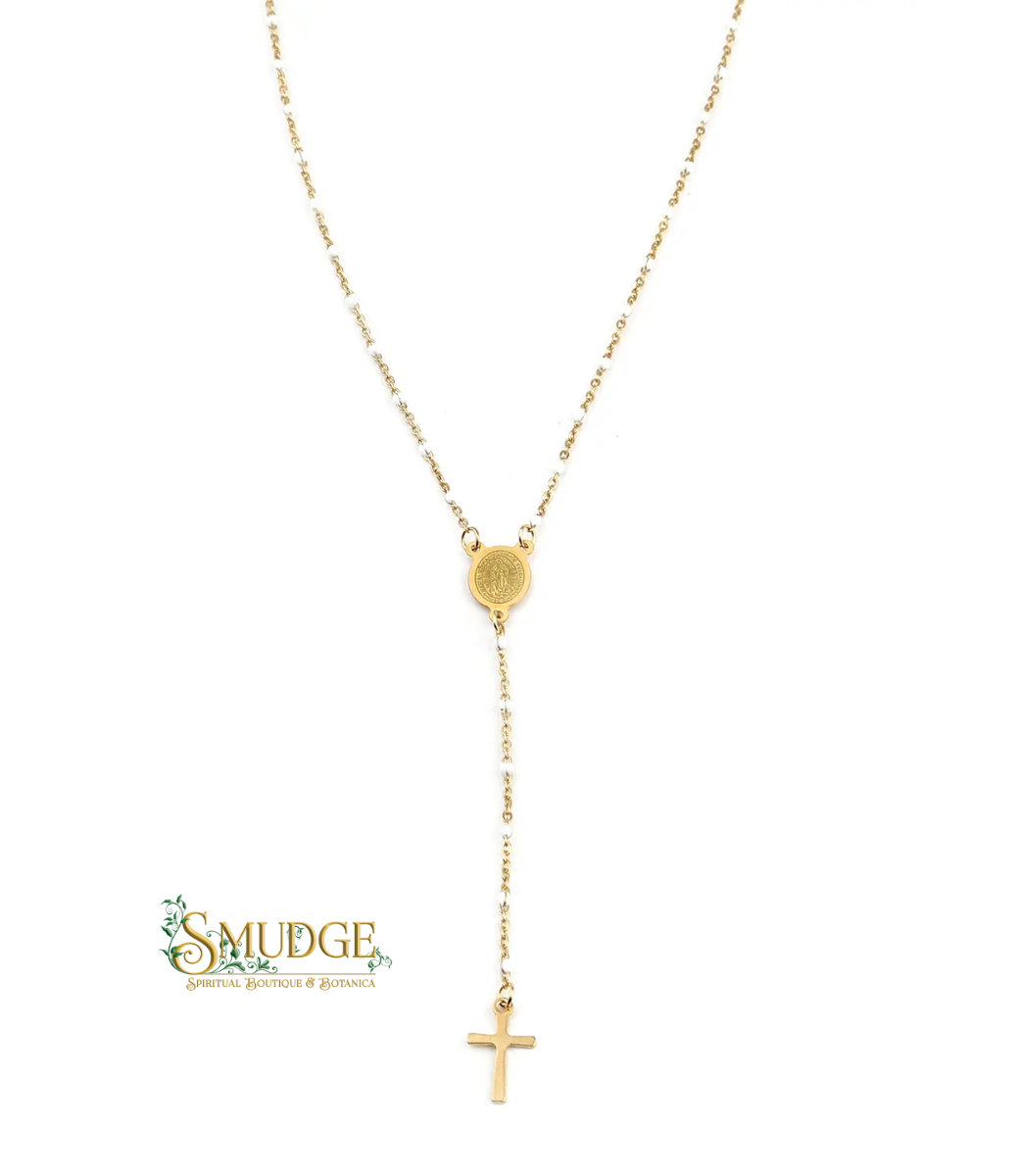 Rosary Necklace - white