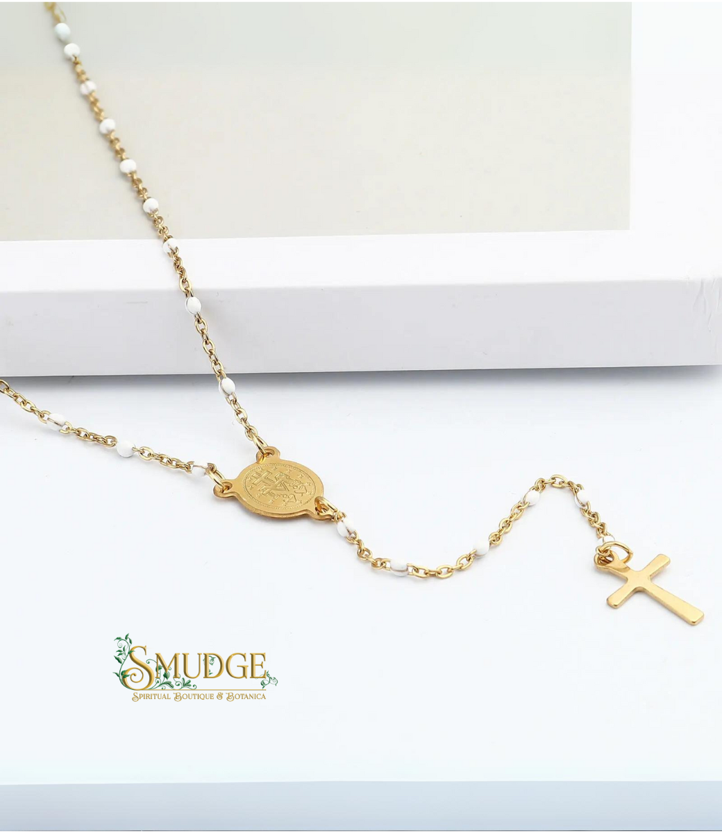 Rosary Necklace - white